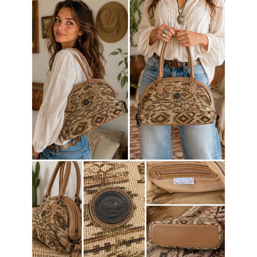 1980 Vintage Capezio Southwestern Tapestry Purse Boho Western Aztec Shoulder Bag